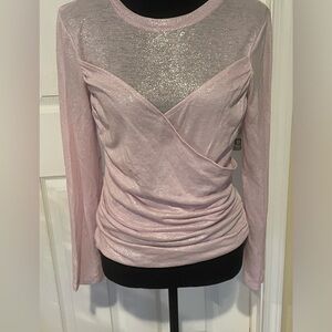 Express Shimmering Light Pink Wrap Blouse